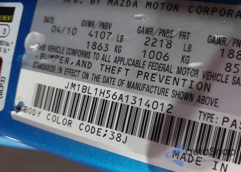 2010 Mazda Mazda3 S Grand Touring z USA, uszkodzony, nr VIN JM1BL1H56A1314012